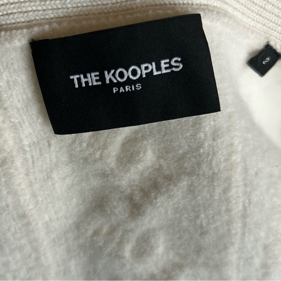 The Kooples Thick Wool Cable Knit V-Neck Button Up Cardigan Sweater Ivory size 2 - Picture 5 of 8